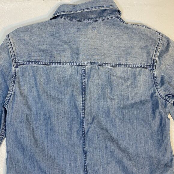 J Crew Button Up Shirt sz 0 Blue Denim Chambray - Picture 7 of 11